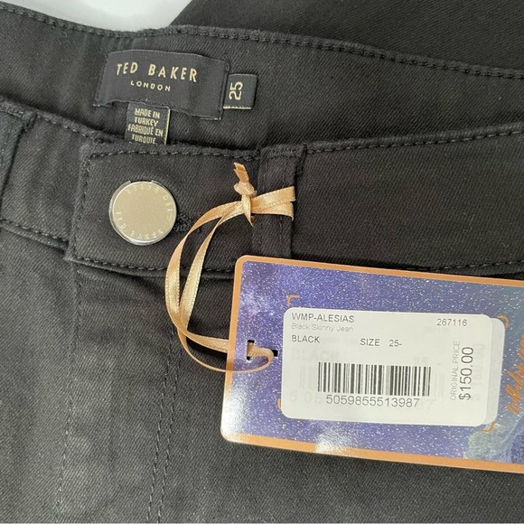 NWT TED BAKER Alesias The Classic Skinny Jeans Black Size 25 - Picture 10 of 10